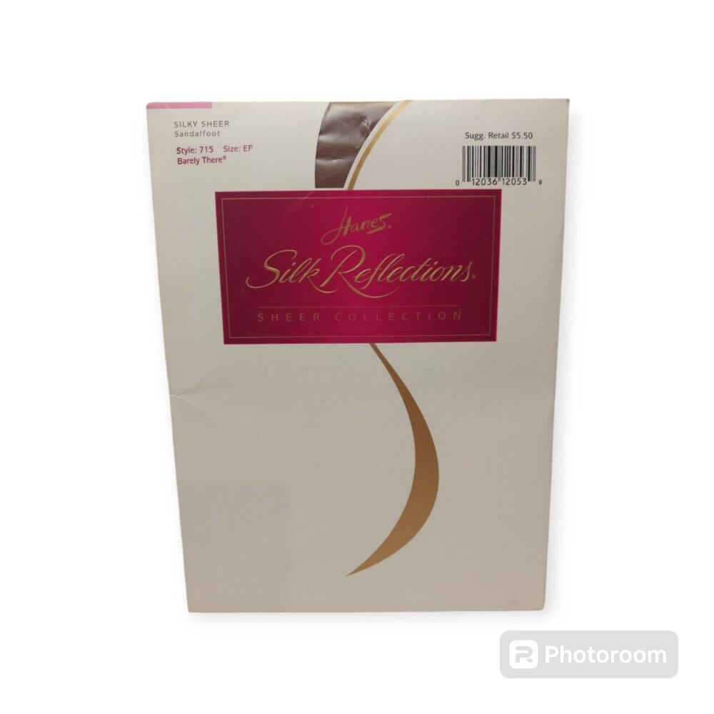 Hanes Silk Reflections Silky Sheer BARELY THERE Sandlefoot Pantyhose 715